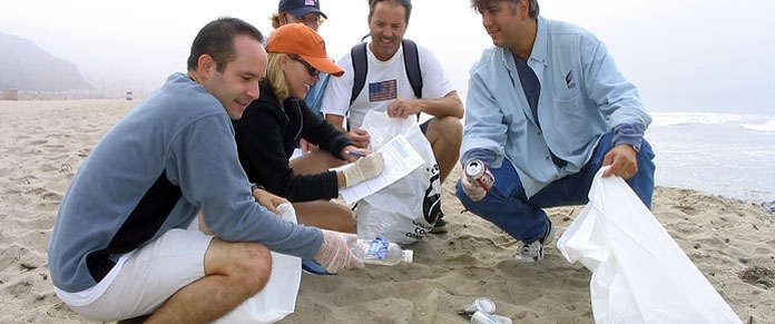 Beach cleanup at Will Rogers State Beach, Pacific Palisades
